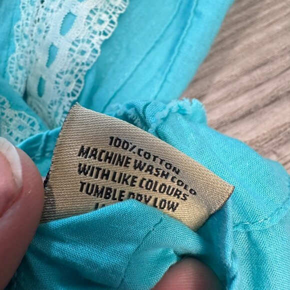 Scully Teal Women's Western Pearl Snap Long Sleeve Top Ruffles Lace N25 - Picture 3 of 5